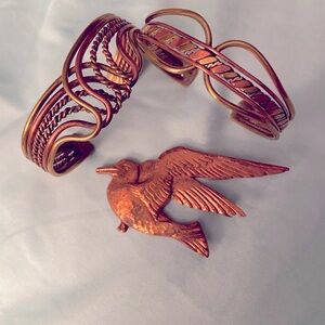Boho, hippie, Set of copper and brass jewelry